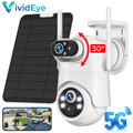 VividEye 4K Dual-Lens Solar Security Camera, 360° PTZ Surveillance security Cameras Wireless Wifi Outdoor, IP65 Waterproof PIR Detection, Full Color Night Vision, 2-Way Audio, Rechargeable Batter