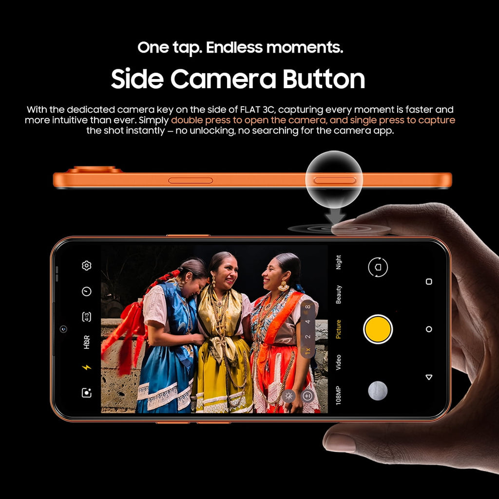 OSCAL FLAT 3C Unlocked Cell Phone,Android 16 Phone with 6.56" HD+ Display,5000mAh Battery,16(4+12)+64GB/1TB Expandable,32MP Rear Camera,IP54,DokeOS 5.0,Orange